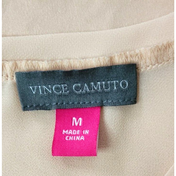 Vince Camuto Blouse Tank Womens M Pink Peach Blush Sheer Sleeveless Back Keyhole - Picture 7 of 8
